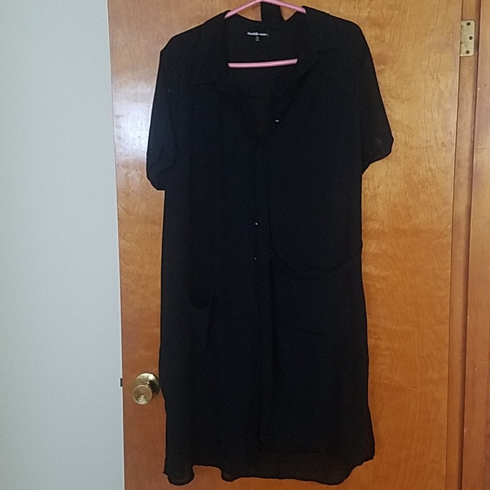 Black Button up shirt dress Charlotte Russe with tie waist